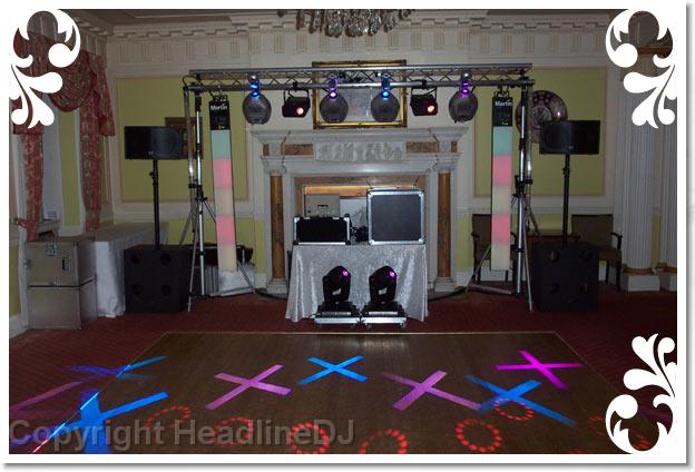 Wedding DJ setup at Eaves Hall