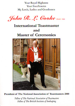 Toastmaster John Cooke